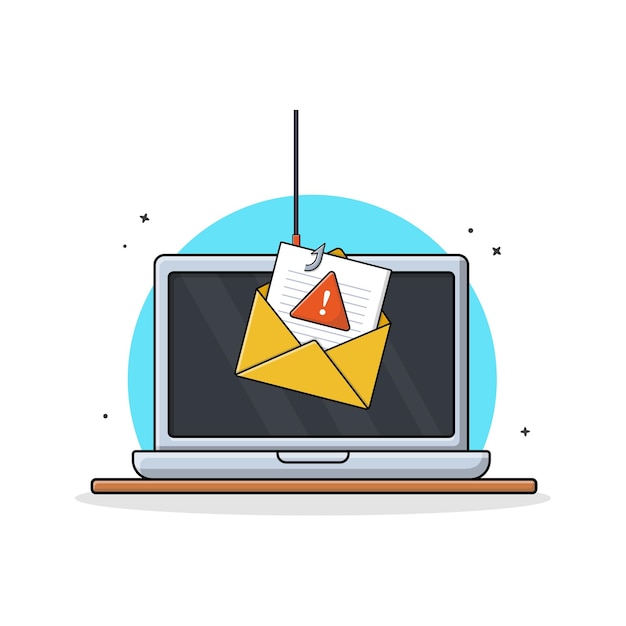 Laptop con ilustración vectorial de correo de phishing Diseño conceptual de correo de Phishing