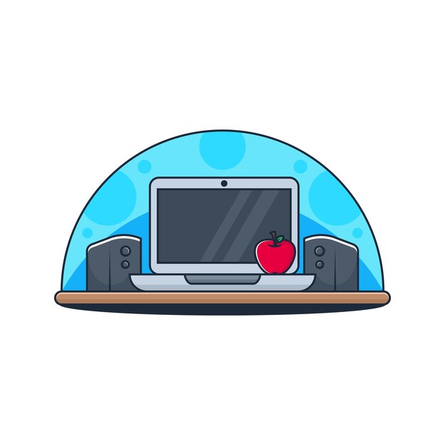 Laptop y el logotipo de la ilustración de Apple
