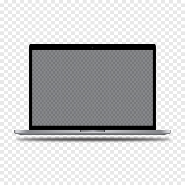 Laptop para una maqueta de pantalla en blanco aislada en una ilustración vectorial de fondo transparente