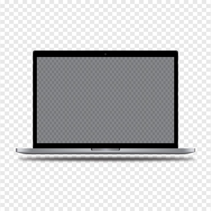 Vector laptop para una maqueta de pantalla en blanco aislada en una ilustración vectorial de fondo transparente
