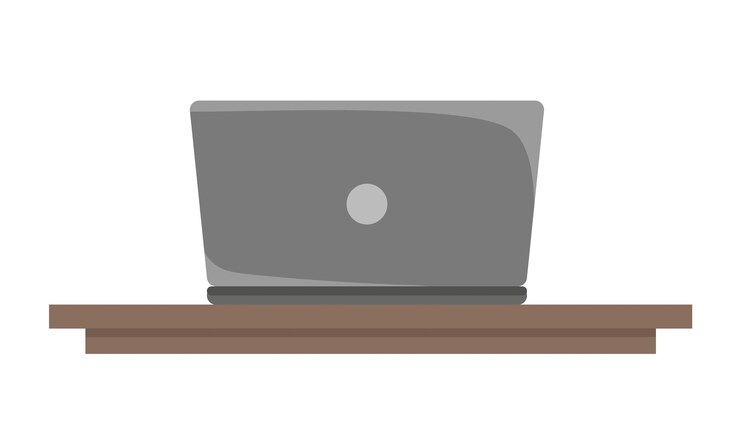 Vector laptop en la mesa en estilo de dibujos animados ilustración vectorial aislada en un fondo blanco