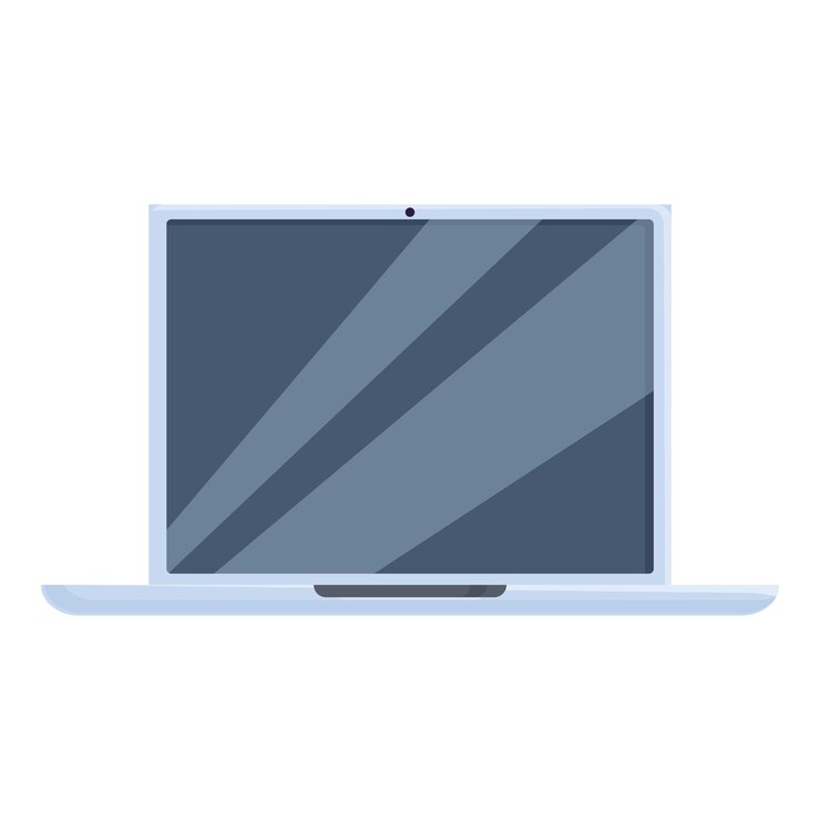 Vector laptop moderno delgado que muestra una pantalla en blanco para el espacio de copia