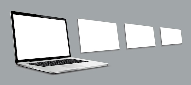 Laptop con páginas web en blanco mockup para mostrar capturas de pantalla de sitios web