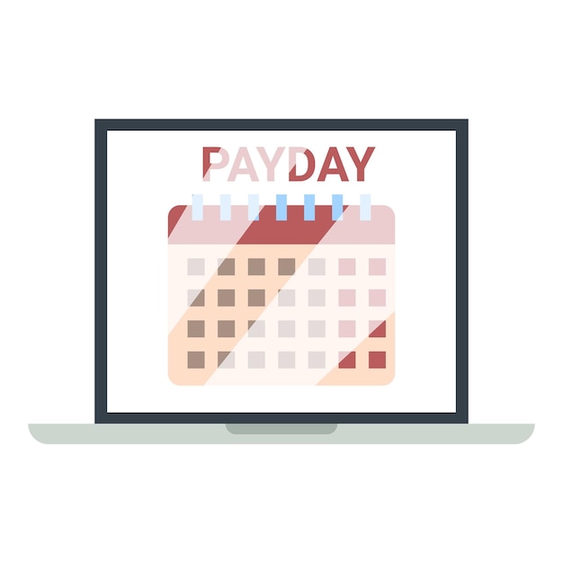 Laptop que muestra el calendario del día de pago y resalta el día del salario