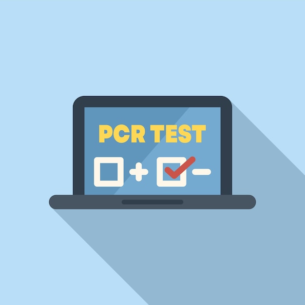 Laptop que muestra los resultados de la prueba de PCR con resultado positivo