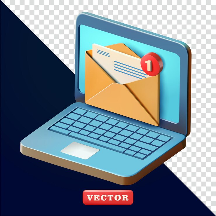 Vector laptop con sobre de correo vector 3d adecuado para tecnología de comunicación y elementos de diseño