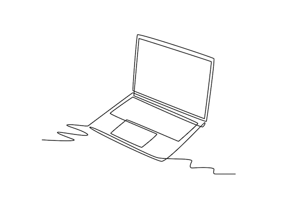 Laptop para el trabajo Concepto de tecnología digital dibujo en línea