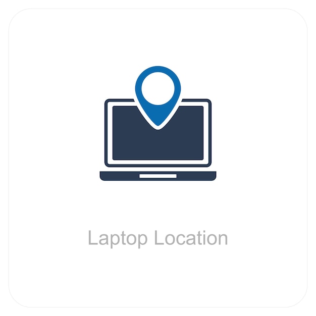 Laptop Ubicación y concepto de icono de ubicación