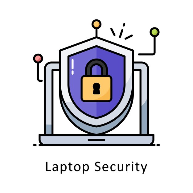 Laptop Vector de seguridad lleno de contorno Ilustración de diseño Símbolo en fondo blanco Archivo EPS 10