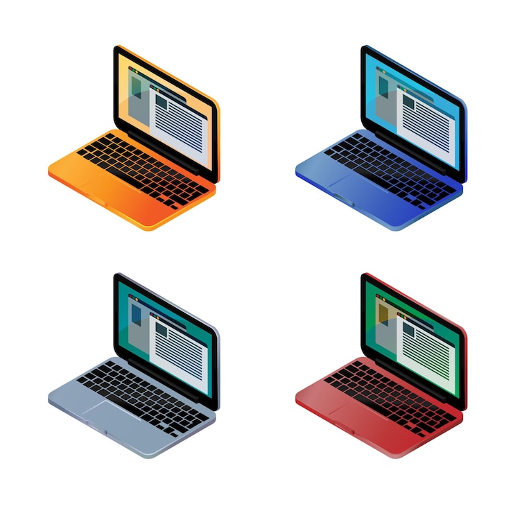 Vector laptops de varios colores