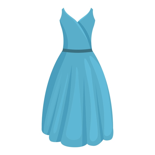 El largo y elegante vestido azul fluye con cinturón