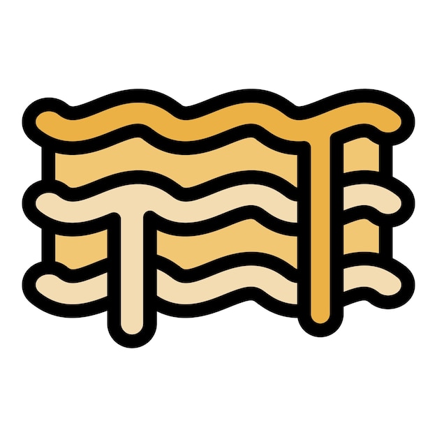 Lasagna horneada icono contorno vector Lasagna pasta Macaroni color de la comida plano