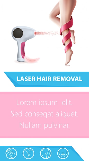 Vector laser depilación depilación procedimiento depilación cuidado de la piel.