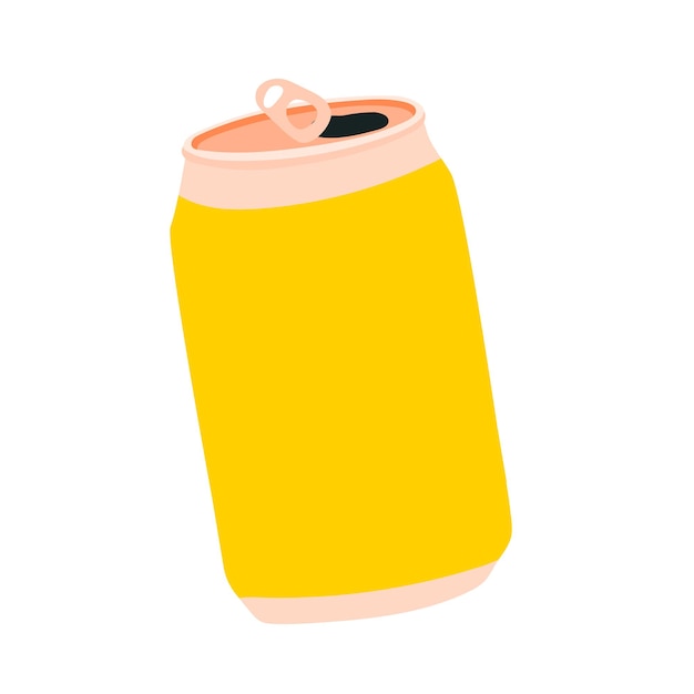 lata amarilla de refresco lata de aluminio de limonada kawaii ilustración vectorial de stock lindo aislado