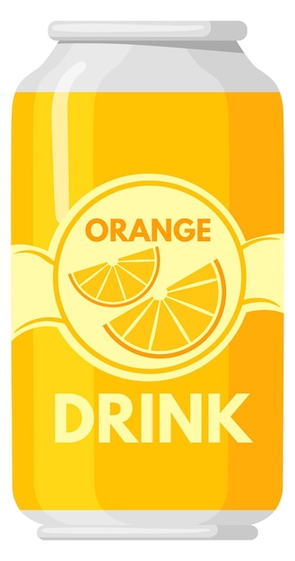 Lata de bebida de naranja Contenedor de aluminio de jugo de dibujos animados