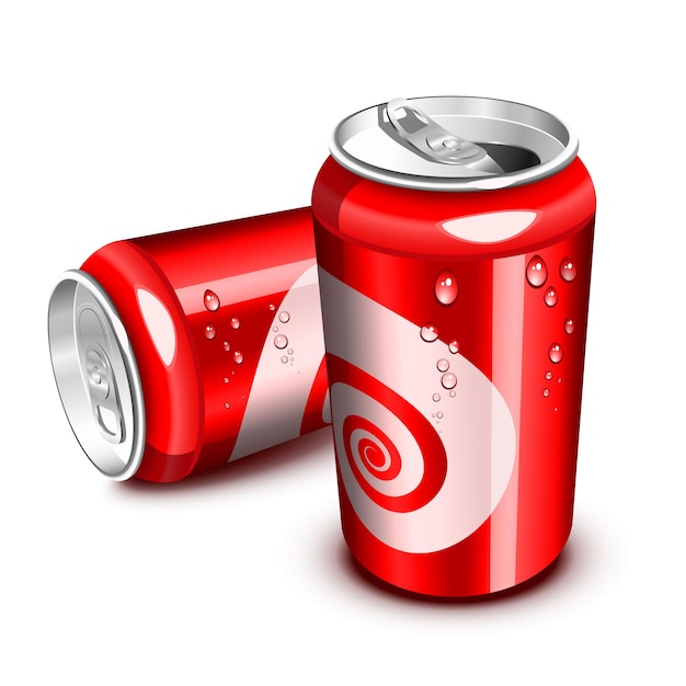 Vector lata de cola roja abierta y cerrada