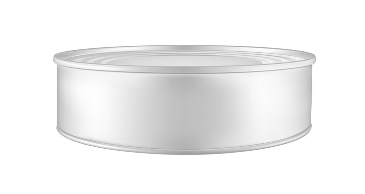 Vector lata de metal en blanco blanco para sopa de frijoles de pescado y otros productos