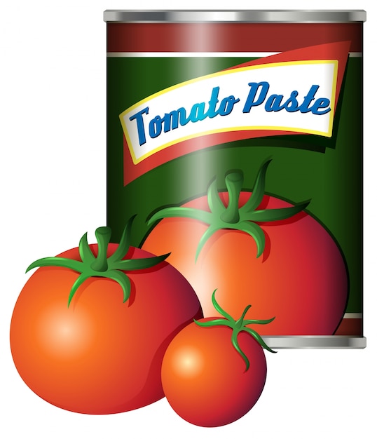 Lata de pasta de tomate con tomate fresco