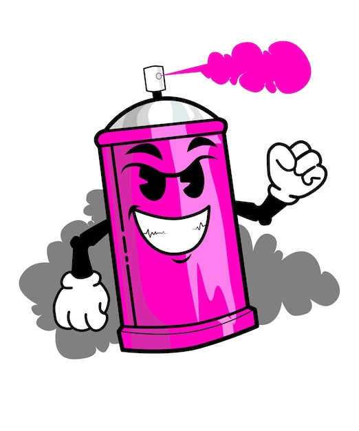 La lata de pintura en spray de dibujos animados