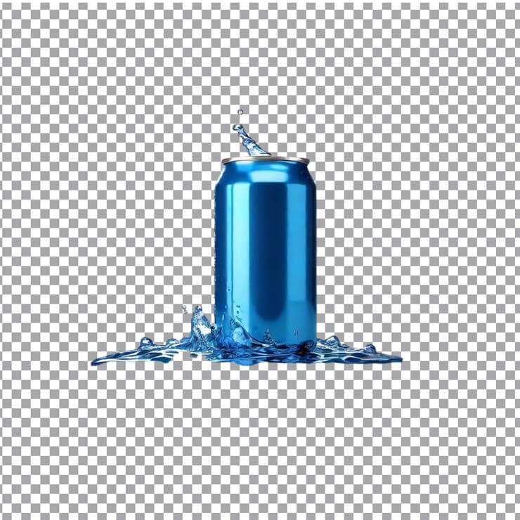 Vector la lata de refresco azul aislada sobre un fondo transparente