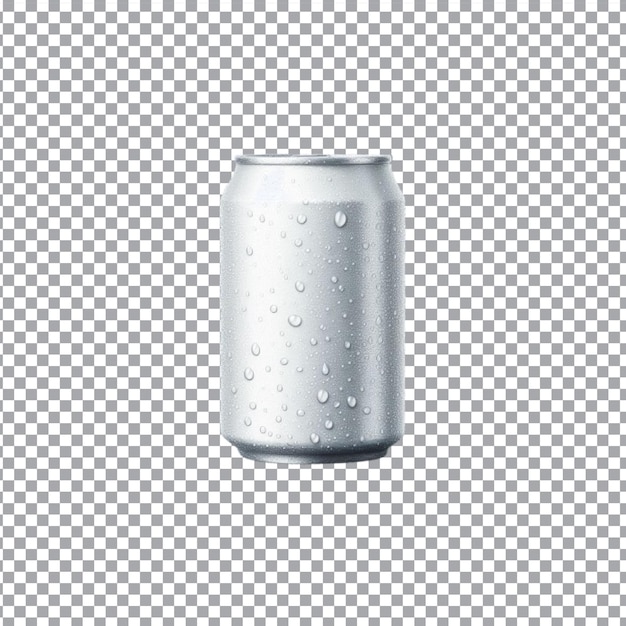 Una lata de refresco blanca aislada sobre un fondo transparente