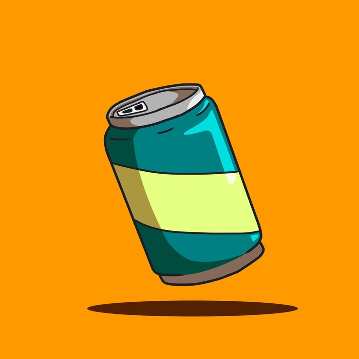una lata de refresco con una cara en ella