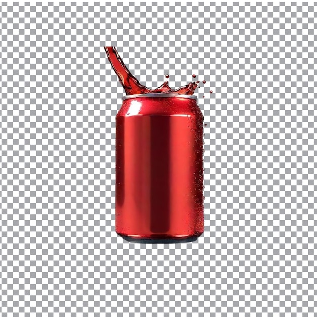 La lata de refresco roja aislada sobre un fondo transparente