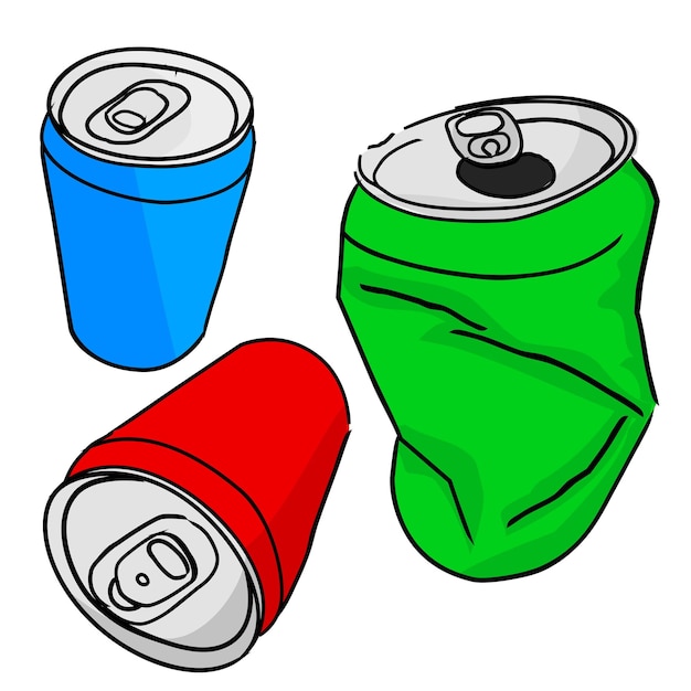 lata de refresco vector simple doodle vector dibujo a mano conjunto de bocetos 3