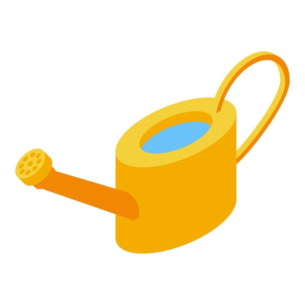 Una lata de riego amarilla llena de agua para la jardinería