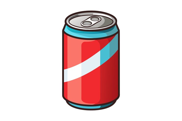Vector lata de soda en aluminio sobre un fondo blanco