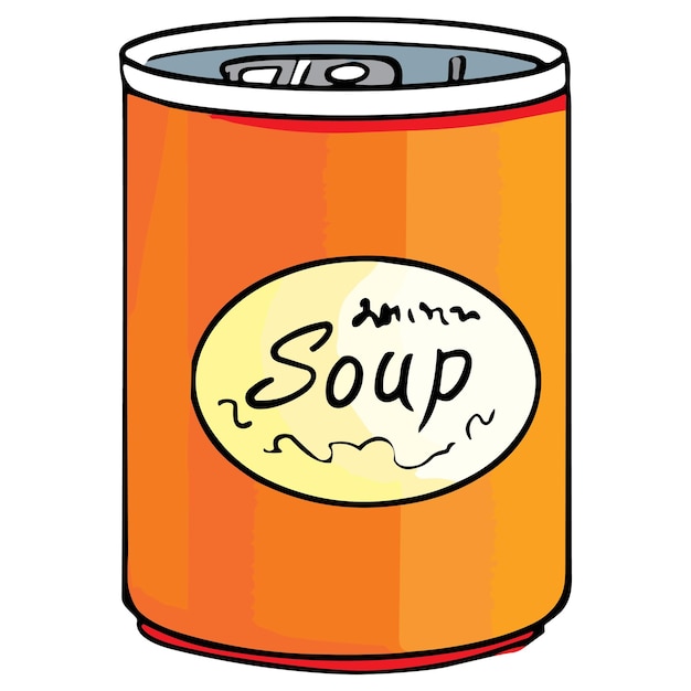 Una lata de sopa aislada sobre un fondo blanco