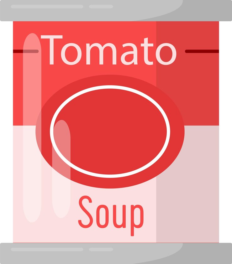 Vector la lata con sopa de tomate