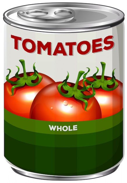 Vector lata de tomates enteros