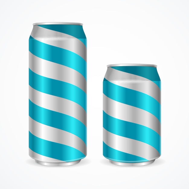 Latas de aluminio con rayas azules ilustración vectorial