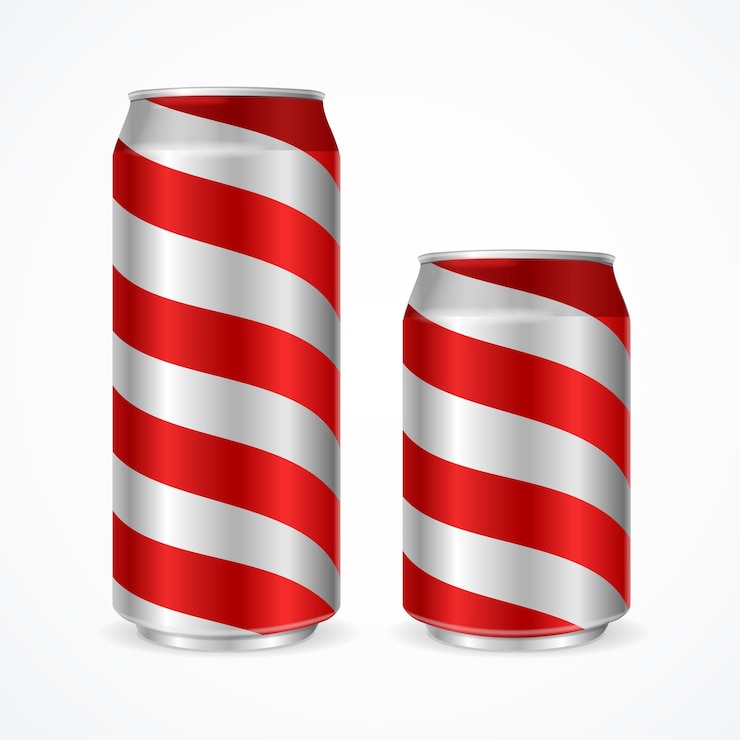 Vector latas de aluminio con rayas rojas ilustración vectorial