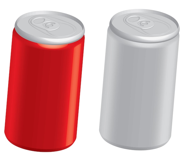Vector latas de refresco rojas y grises