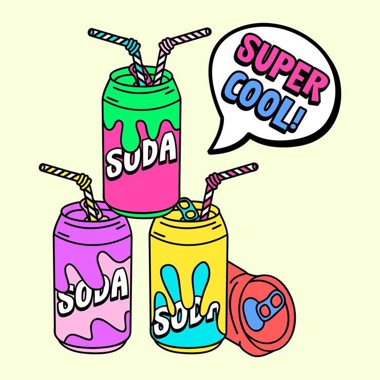 Vector las latas de soda vector con paja