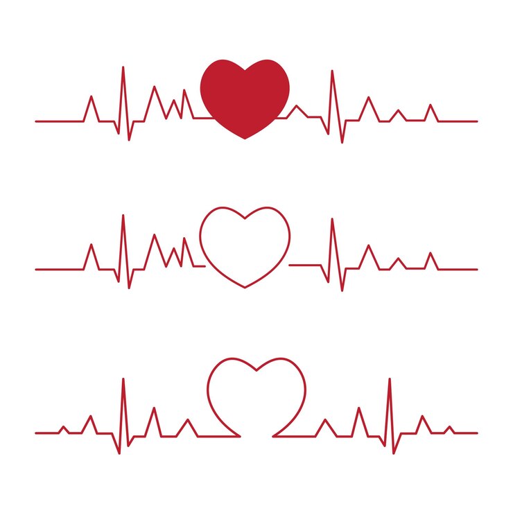 Latido del corazón Línea del corazón en diseño plano