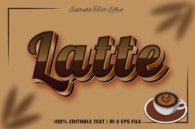 Latte efecto de texto editable estilo moderno