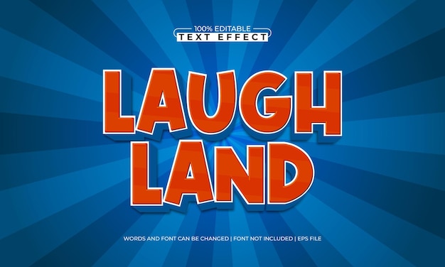 Laugh Land efecto de texto editable con un juego de juego y estilo de texto para niños