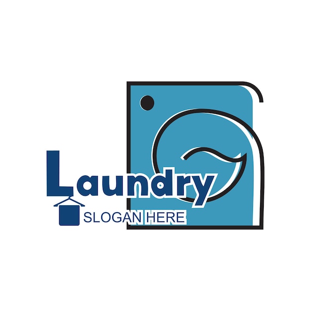Laundry logo design simple concept Premium Vector