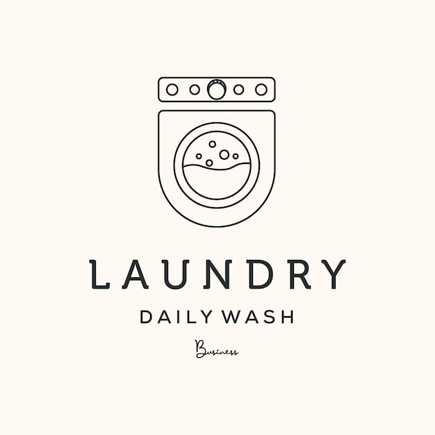 laundry wash machine line art logo vector minimalist illustration design twist laundry clean logo