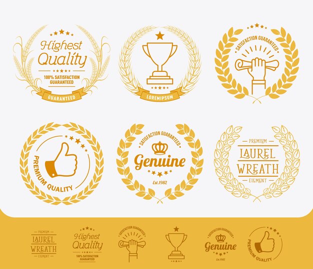 Laurel Wreath Badges Vector