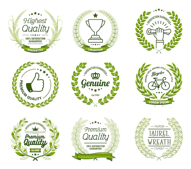 Laurel Wreath Badges Vector