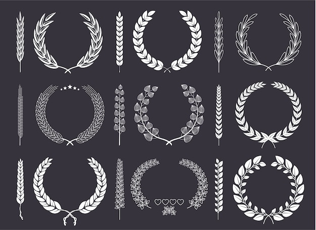 Laurel wreaths and branches vector collection