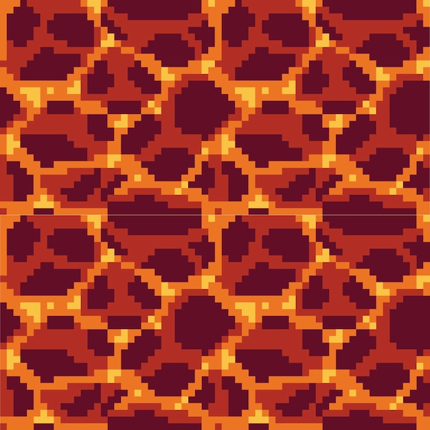 Lava pixel art textura Magma mosaico patrón sin costuras sprite de 8 bits