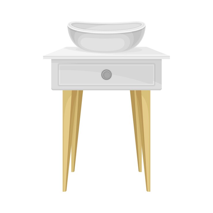 Vector lavabo de baño blanco con grifo aislado en ilustración vectorial de fondo blanco