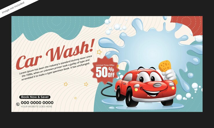 Lavado de coches con 50 de descuento Banner de promoción