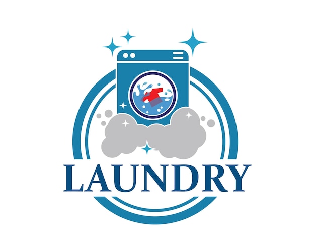 Lavado de ropa logo icono vector de plantilla de diseño de servicio de lavandería