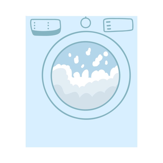 Lavadora en estilo plano de dibujos animados Ilustración vectorial de lavandería moderna para lavado de ropa